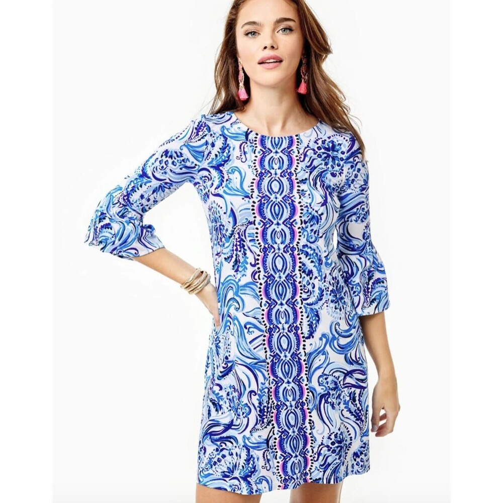 Lilly Pulitzer Ophelia Dress Don't Be Jelly Large Whimsical Summer Resort Travel